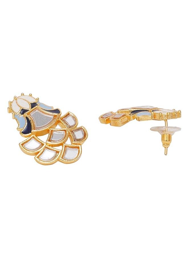 VOYLLA Festive Hues Mirror Work Enamelled Brass Gold Plated Choker Jewellery Set  - Image 4