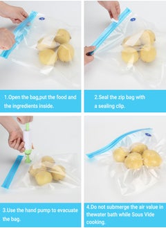 INKBIRD INKBIRD Sous Vide Bags 30pcs Reusable Vacuum Food Storage Bags 3 Sizes Sous Vide Bag Kit with 1 Hand Pump 5 Sous Vide Bag Clips and 6 Sealing Clips for Food Storage and Sous Vide Cooking  - Image 3