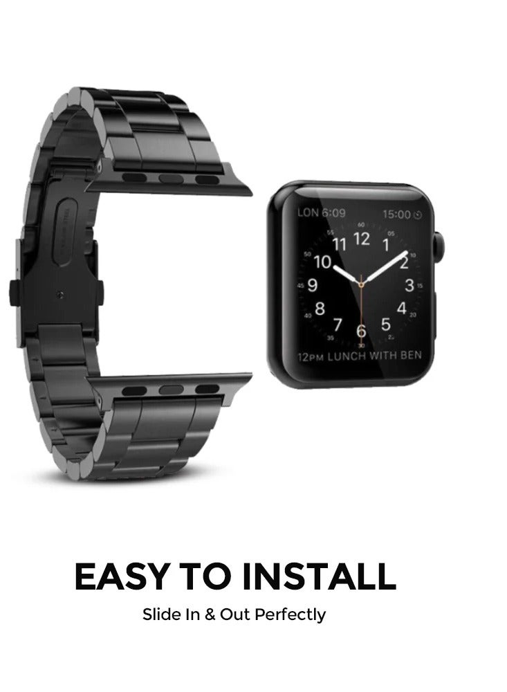 JAJEEK Stainless Steel Strap for iWatch 49mm, 46mm, 45mm, 44mm, 42mm – Silver Metal Replacement Band for Apple Watch Ultra 3, Ultra 2, Ultra, Series 10, 9, 8, 7, SE, 6, 5, 4, 3, 2, 1 – Durable, Adjustable, Stylish Design - Image 3