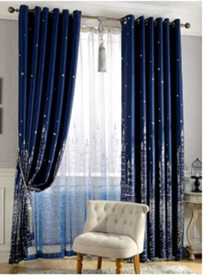 إيهوم ستارة تعتيم مطبوعة من KCastle لغرفة نوم الأطفال أزرق كحلي 100 × 250 سم - Image 1