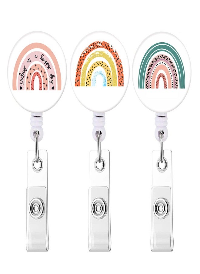 Bosketo Badge Reel Retractable Badge Holder Carabiner with Alligator Clip On ID Card Holders (3pack Rainbow) - Image 1