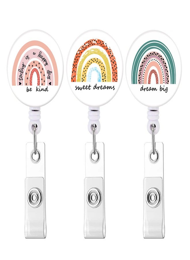 Bosketo Badge Reel Retractable Badge Holder Carabiner with Alligator Clip On ID Card Holders (3pack Rainbow) - Image 2