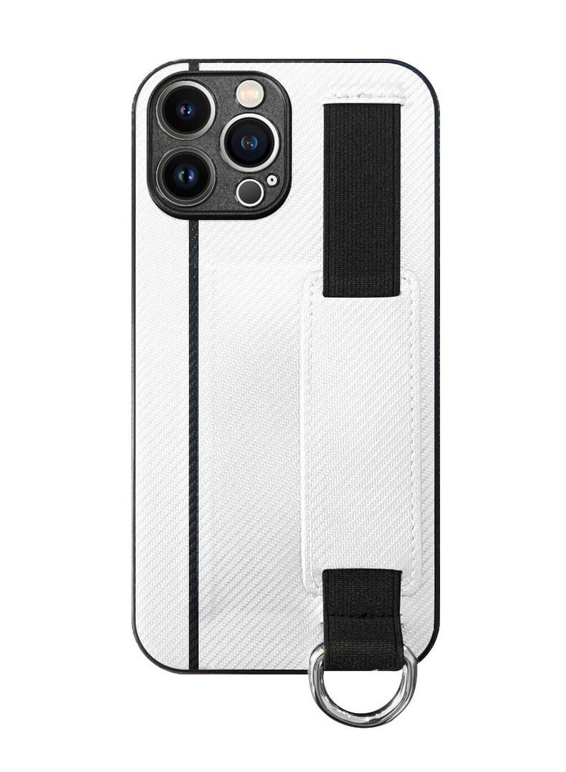 CATANES Case Cover for iPhone 13 Pro Max with Hand Strap Finger Grip Loop and Card Holder Slot White  - Image 1