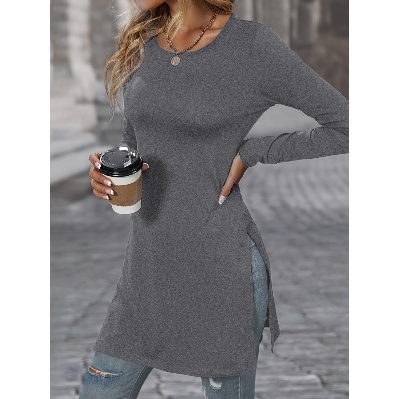 2023 Autumn New Children'S Long Sleeve Slim Slim Split Long T-Shirt - Image 5