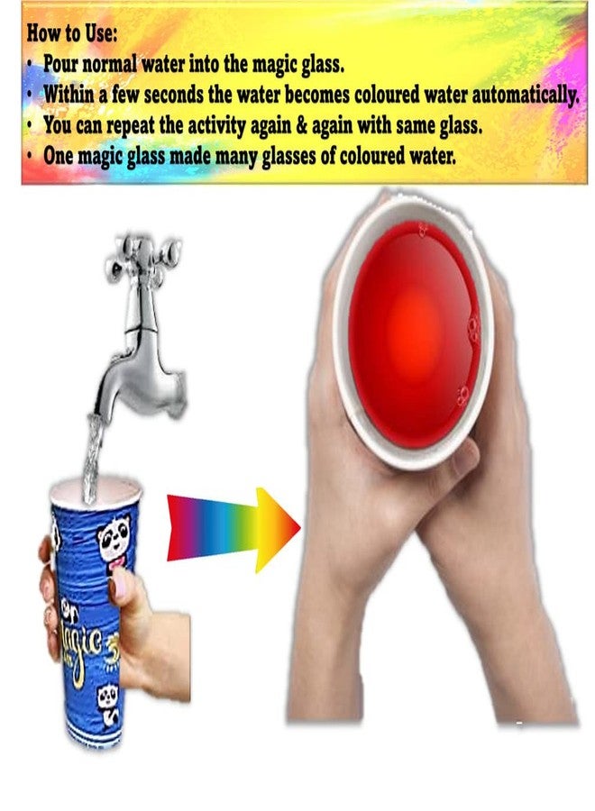 SOniLEX Selling Uniqness UNIq Surprise Other This Holi with This Magical Colour Changing Paper Reusable Glass to Covert Normal Water into Food Grade Colourful Water in Second ? Made in India (Multicolor) - Image 4