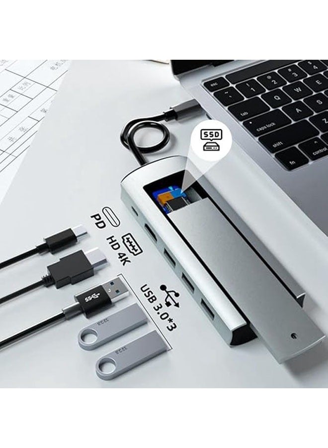 general 6-in-1 USB hub compatible docking station 6-in-1 dual protocol SATA+NVME docking station Type-C docking station M.2 hard disk box NVME SATA dual protocol - Image 3