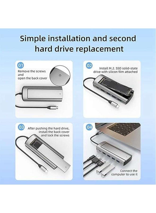 general 6-in-1 USB hub compatible docking station 6-in-1 dual protocol SATA+NVME docking station Type-C docking station M.2 hard disk box NVME SATA dual protocol - Image 4