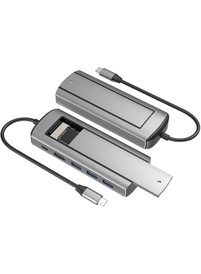 general 6-in-1 USB hub compatible docking station 6-in-1 dual protocol SATA+NVME docking station Type-C docking station M.2 hard disk box NVME SATA dual protocol - Image 1