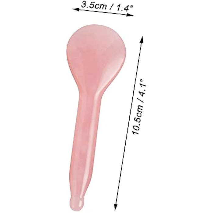 LZLRUN Rose Quartz Jade Spoon Roller Real Gua Sha Board Mushroom Massager Face Lifting Tool Facial Guasha Massage Tool (Spoon Shape) - Image 4