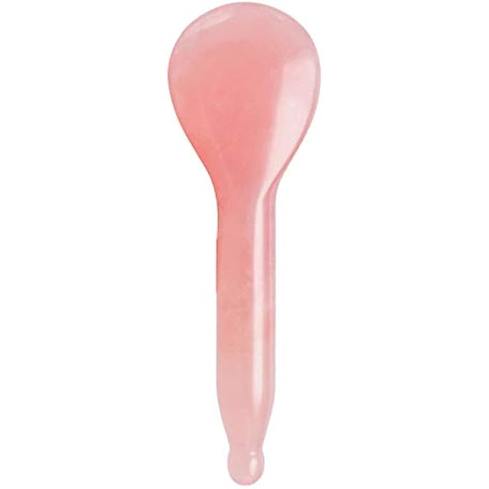 LZLRUN Rose Quartz Jade Spoon Roller Real Gua Sha Board Mushroom Massager Face Lifting Tool Facial Guasha Massage Tool (Spoon Shape) - Image 1