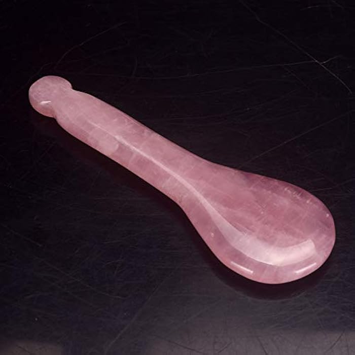 LZLRUN Rose Quartz Jade Spoon Roller Real Gua Sha Board Mushroom Massager Face Lifting Tool Facial Guasha Massage Tool (Spoon Shape) - Image 2