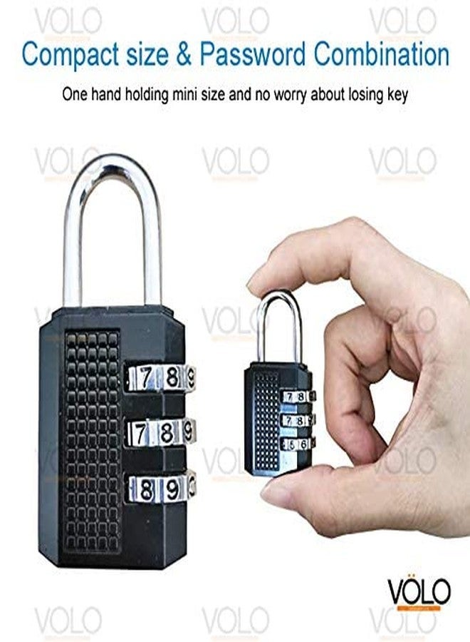 HYDERON 3 Digit Combination Lock - Number Lock, Luggage Lock, Mini Bag Lock for Travel and Work (Black, Metal) - Image 5