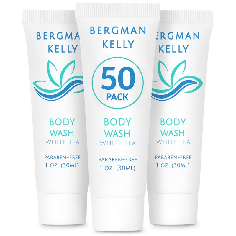BERGMAN KELLY Travel Size Body Wash (1 fl oz, 50 PK, White Tea), Delight Your Guests with a Revitalizing and Refreshing Hotel Body Wash, Quality Mini and Small Size Guest Hotel Toiletries in Bulk - Image 1