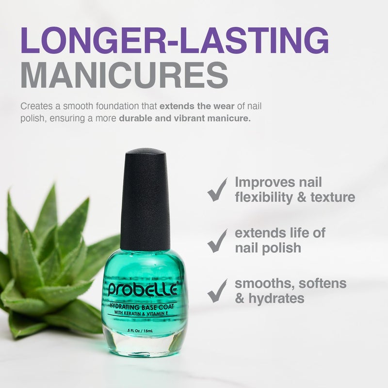 Probelle Hydrating Base Coat for Dry and Brittle Nails, Instant Moisturizer, Nourishes and Soothes Nails with a Healthy Glow, Extends Polish Life, Ideal for Dehydrated, Rough, Breaking Nails - Image 5