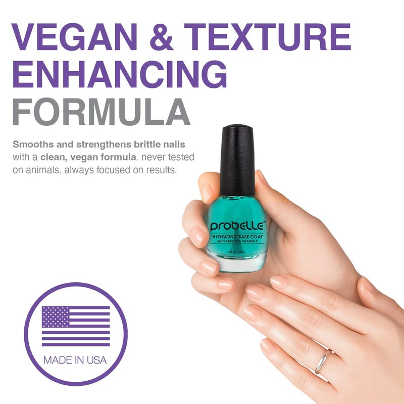 Probelle Hydrating Base Coat for Dry and Brittle Nails, Instant Moisturizer, Nourishes and Soothes Nails with a Healthy Glow, Extends Polish Life, Ideal for Dehydrated, Rough, Breaking Nails - Image 3