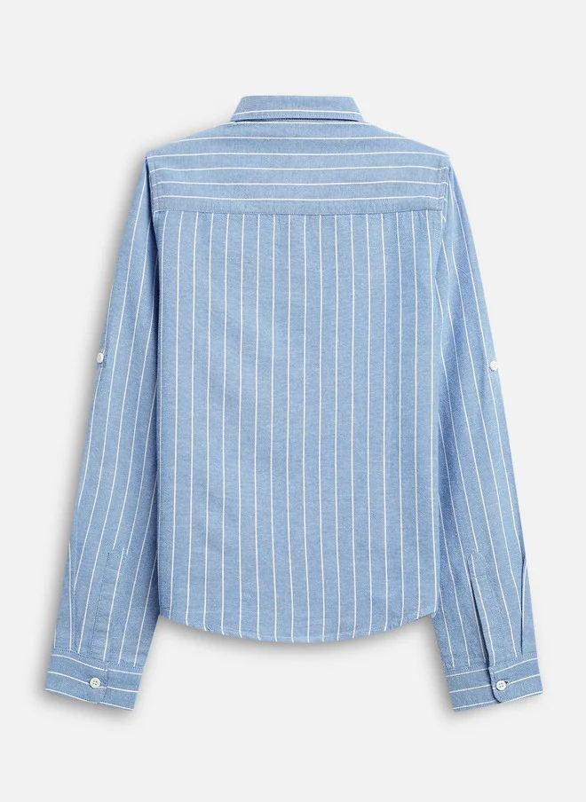 Bonkids BONKIDS Boys Spread Collar Vertical Striped Cotton Casual Shirt