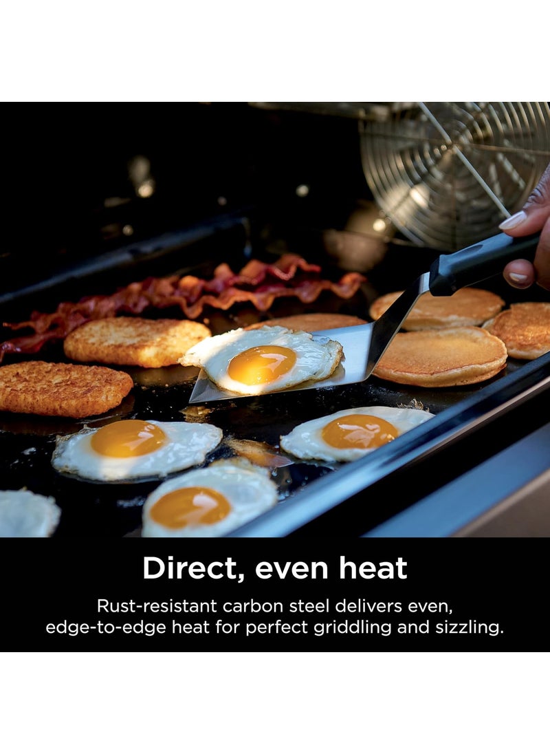 Ninja Ninja FlexFlame Upgrades Premium Full Griddle ProfessionalGrade Carbon Steel FullSize Griddle Plate with Grease Drain RustResistant Even Heat Compatible with Ninja FlexFlame XSKFULGRIDLE  - Image 3