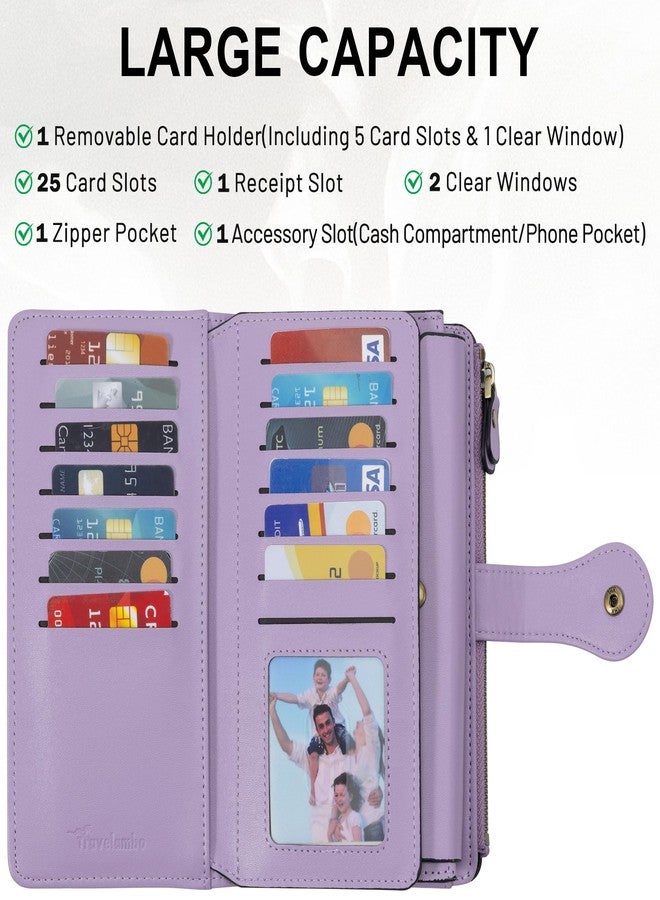 Travelambo Gifts for Mom Wallets Women RFID Large Capacity Luxury Waxed Leather Clutch Wallet Multi Card Organizer - Image 4