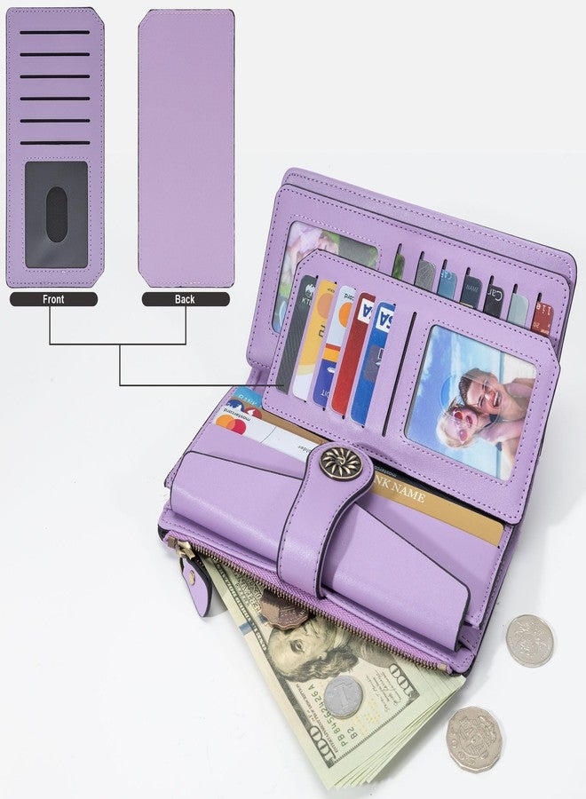 Travelambo Gifts for Mom Wallets Women RFID Large Capacity Luxury Waxed Leather Clutch Wallet Multi Card Organizer - Image 2