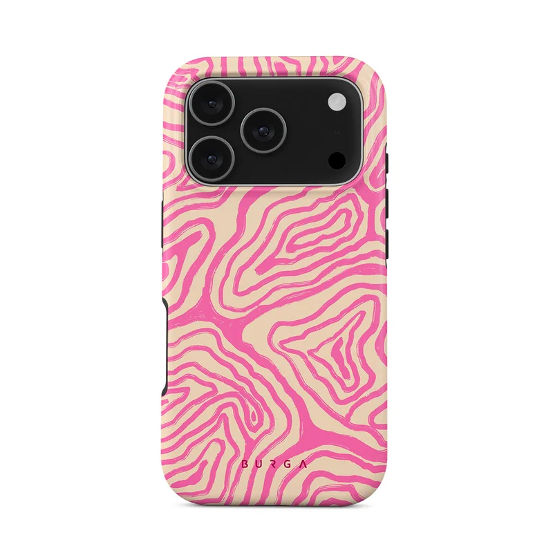 بورجا جراب iPhone 17 Pro Pink Shores Premium متوافق مع غلاف صلب مزدوج الطبقات هجين + حماية من السيليكون - غطاء محمول مقاوم للخدش والصدمات