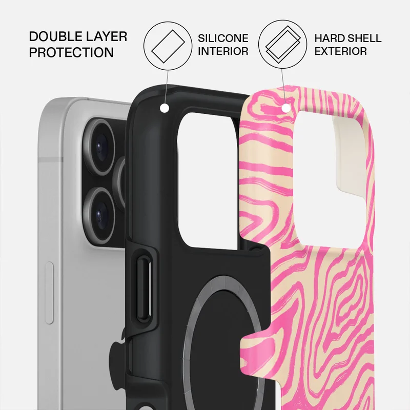 بورجا جراب iPhone 17 Pro Pink Shores Premium متوافق مع غلاف صلب مزدوج الطبقات هجين + حماية من السيليكون - غطاء محمول مقاوم للخدش والصدمات