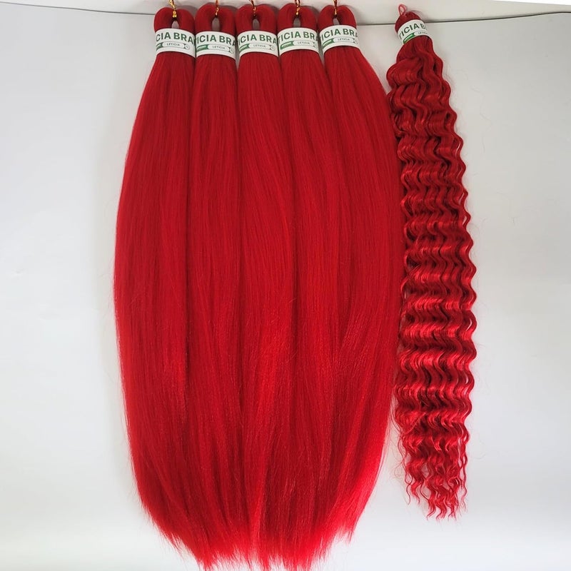 Leticia Red Braiding Hair Pre stretched for Boho Braids Boho Braiding Hair with Boho Curls - Image 5