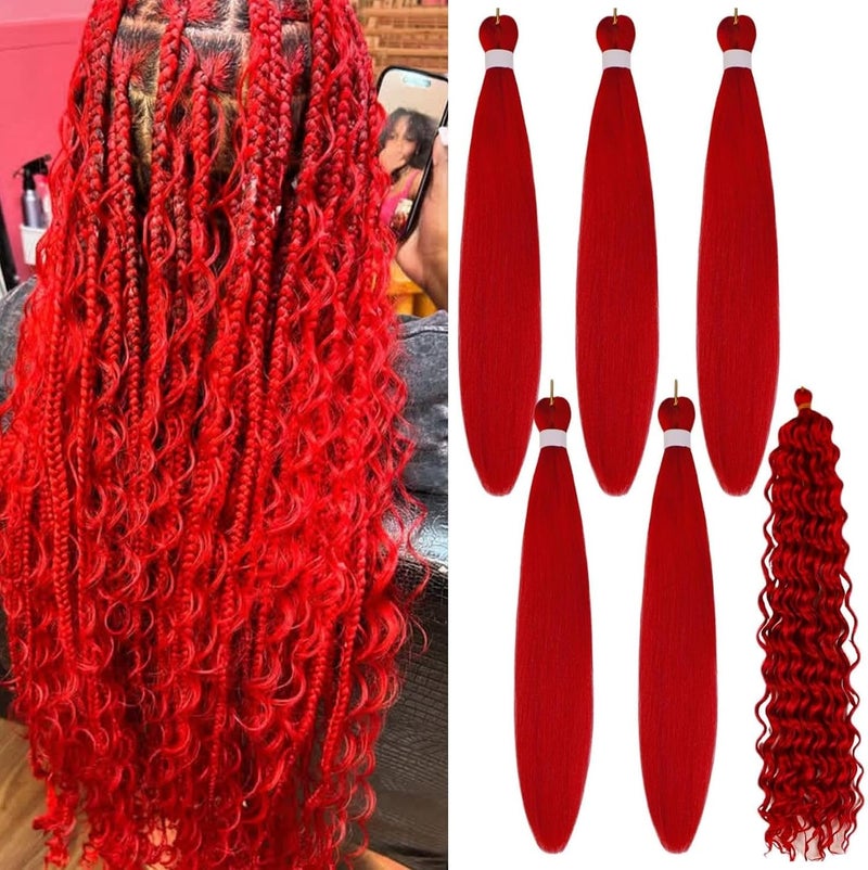 Leticia Red Braiding Hair Pre stretched for Boho Braids Boho Braiding Hair with Boho Curls - Image 1