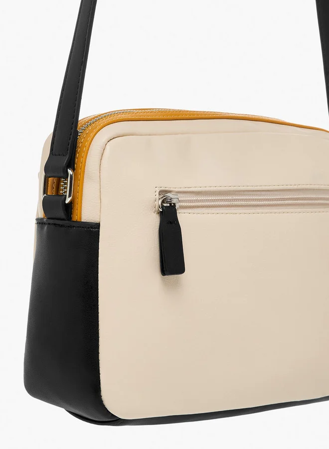 Lee Cooper Logo Accent Crossbody Bag with Zip Closure