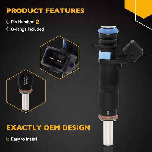 Gledewen Fuel Injector Set 4Pcs 8Holes Compatible with 20112016 Chevrolet Cruze Sonic Cruze Limited 18L L4 Engine Replace FJ1153 25185231 - Image 3