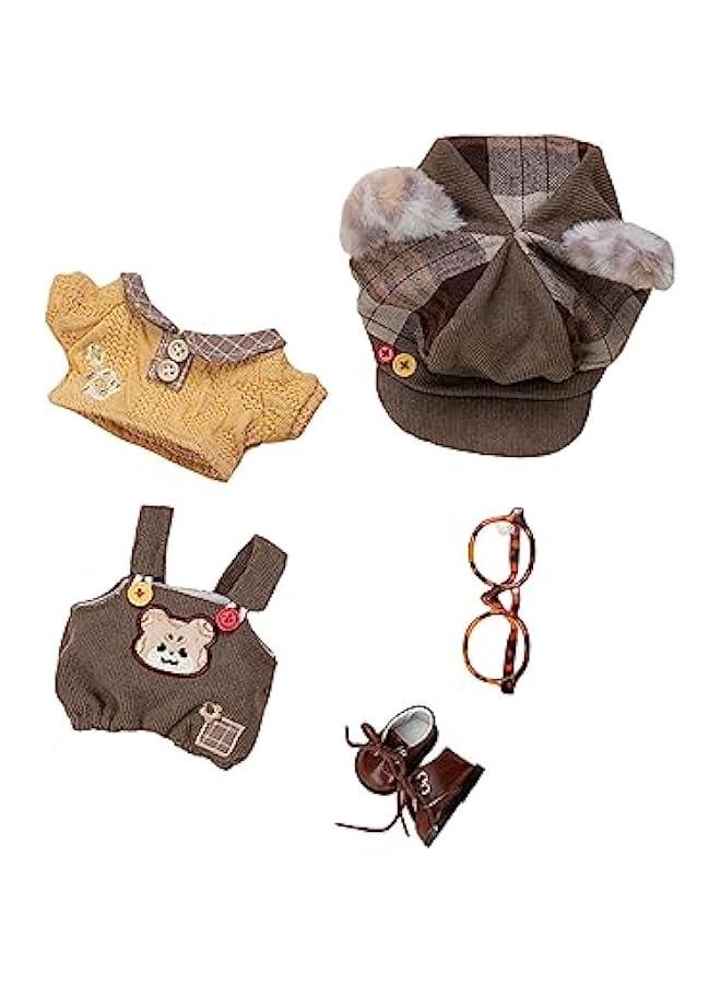Arabest Soft Stuffed Animal Clothes, Cute 20cm Plush Doll Clothes Set for Animals, Hat Shirt Shoes Glasses Bag Bib Pants (Leopard Set-20cm/8), Green,wite, 7.8IN  - Image 1