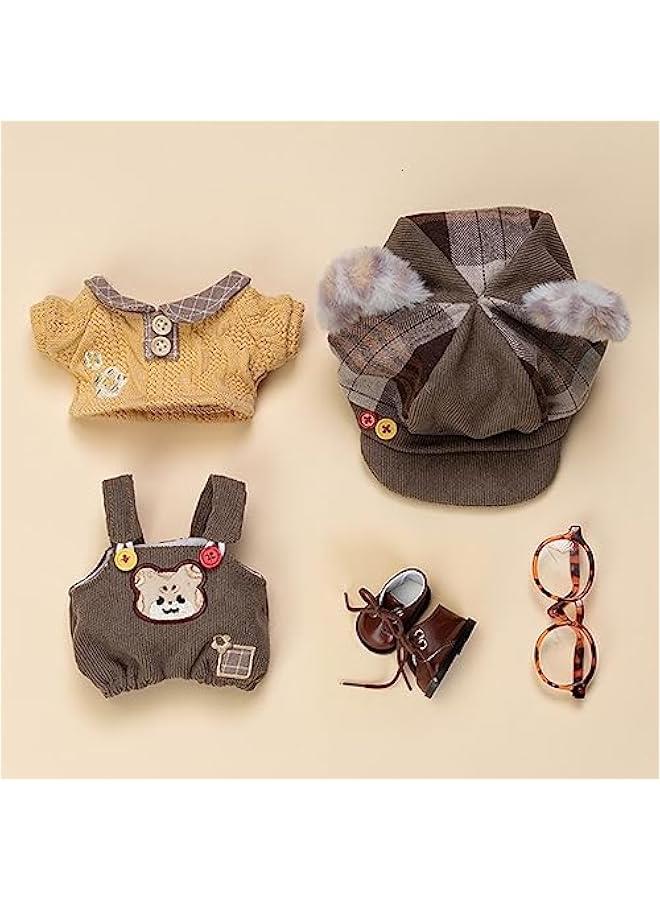 Arabest Soft Stuffed Animal Clothes, Cute 20cm Plush Doll Clothes Set for Animals, Hat Shirt Shoes Glasses Bag Bib Pants (Leopard Set-20cm/8), Green,wite, 7.8IN  - Image 3