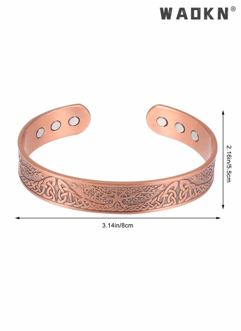 WAOKN - Pure Copper Magnetic Bracelet Magnetic Therapy Bracelet Magnetic Healing Bracelet Cuff Bracelet Energy Healing Bracelet for Women Men Joint Pain Arthritis Relief Magnetic Bangle Bracelets - Image 1