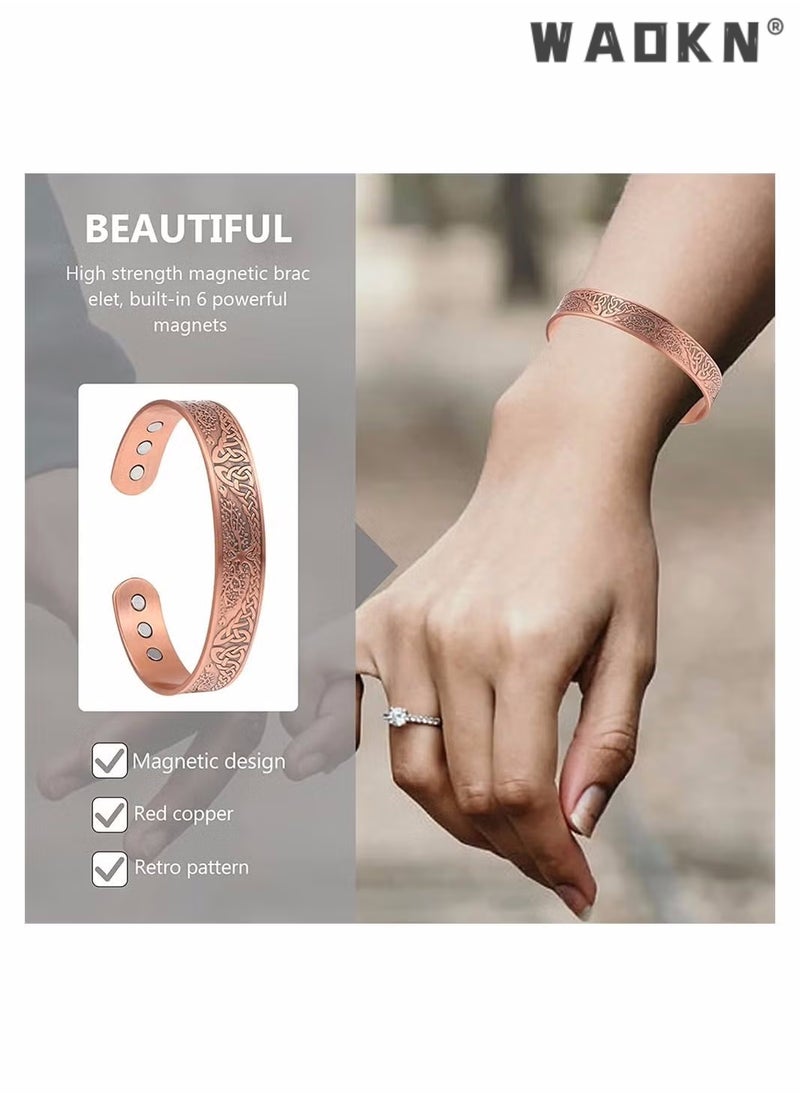 WAOKN - Pure Copper Magnetic Bracelet Magnetic Therapy Bracelet Magnetic Healing Bracelet Cuff Bracelet Energy Healing Bracelet for Women Men Joint Pain Arthritis Relief Magnetic Bangle Bracelets - Image 1