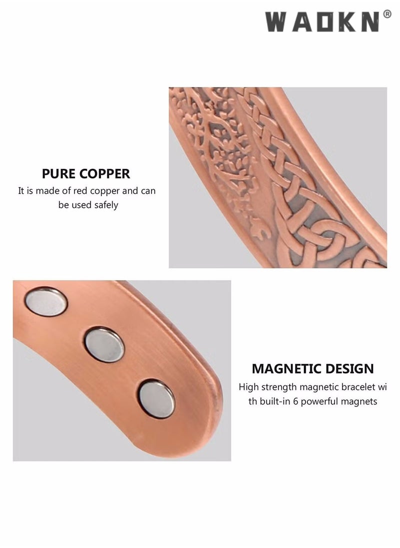 WAOKN - Pure Copper Magnetic Bracelet Magnetic Therapy Bracelet Magnetic Healing Bracelet Cuff Bracelet Energy Healing Bracelet for Women Men Joint Pain Arthritis Relief Magnetic Bangle Bracelets - Image 1