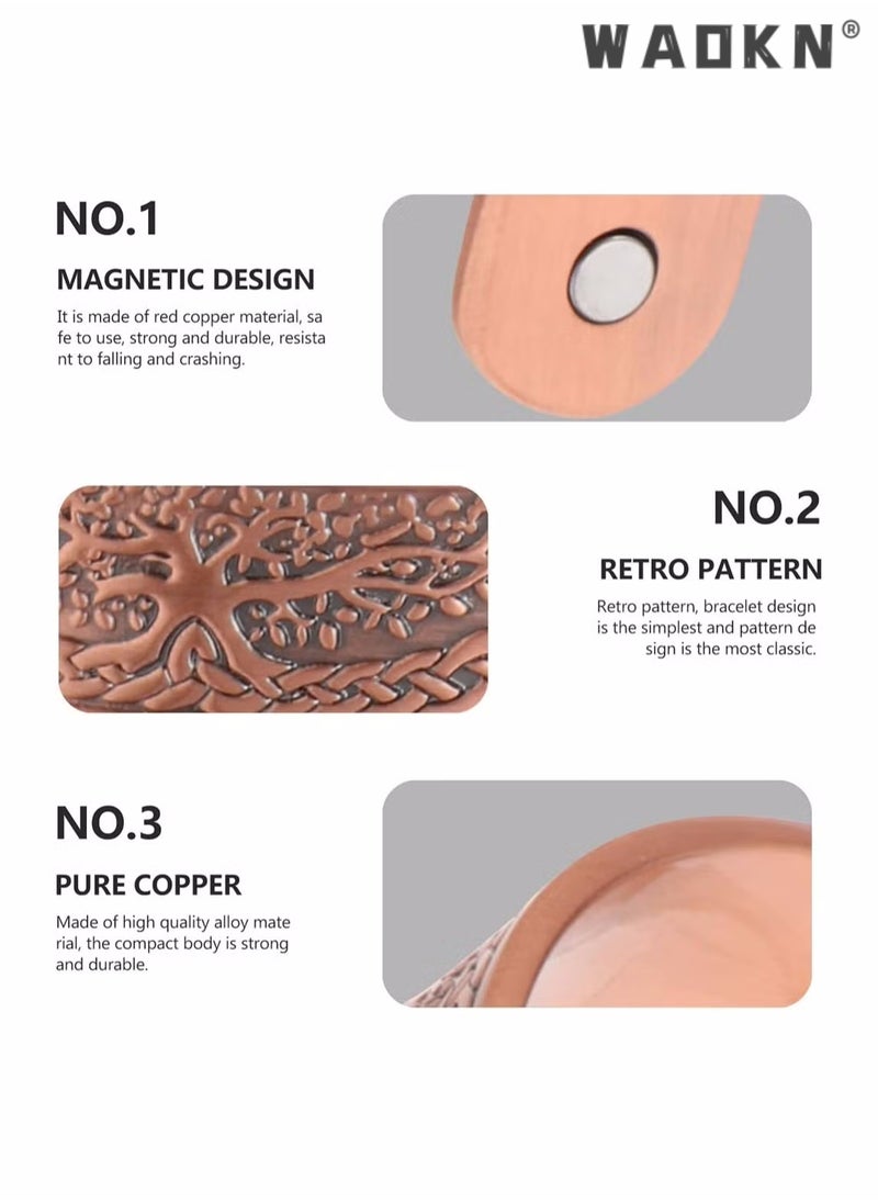 WAOKN - Pure Copper Magnetic Bracelet Magnetic Therapy Bracelet Magnetic Healing Bracelet Cuff Bracelet Energy Healing Bracelet for Women Men Joint Pain Arthritis Relief Magnetic Bangle Bracelets - Image 1