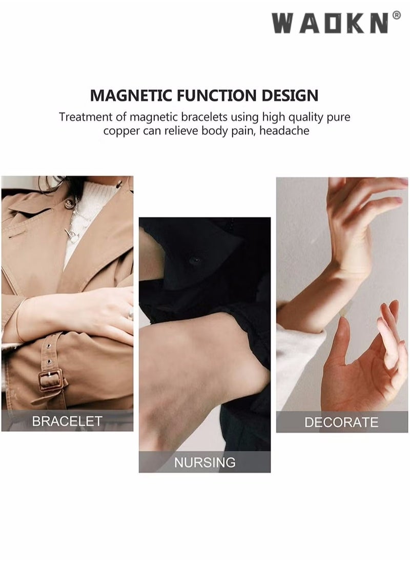 WAOKN - Pure Copper Magnetic Bracelet Magnetic Therapy Bracelet Magnetic Healing Bracelet Cuff Bracelet Energy Healing Bracelet for Women Men Joint Pain Arthritis Relief Magnetic Bangle Bracelets - Image 1