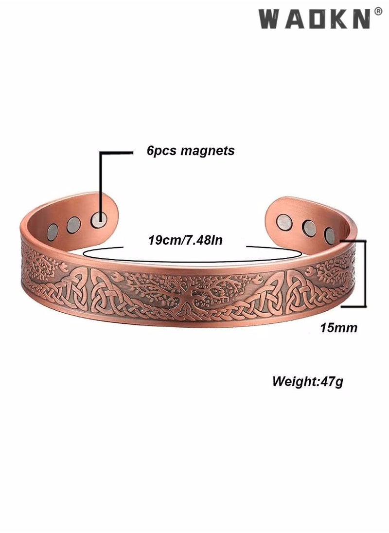 WAOKN - Pure Copper Magnetic Bracelet Magnetic Therapy Bracelet Magnetic Healing Bracelet Cuff Bracelet Energy Healing Bracelet for Women Men Joint Pain Arthritis Relief Magnetic Bangle Bracelets - Image 1