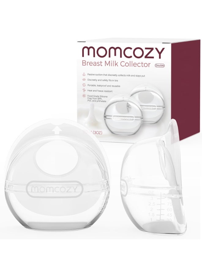 Momcozy Milk Collector for Breastmilk, Pea Breastfeeding Milk Catchers , Silicone Milk Collector Reusable Breast Milk Shell - Image 1