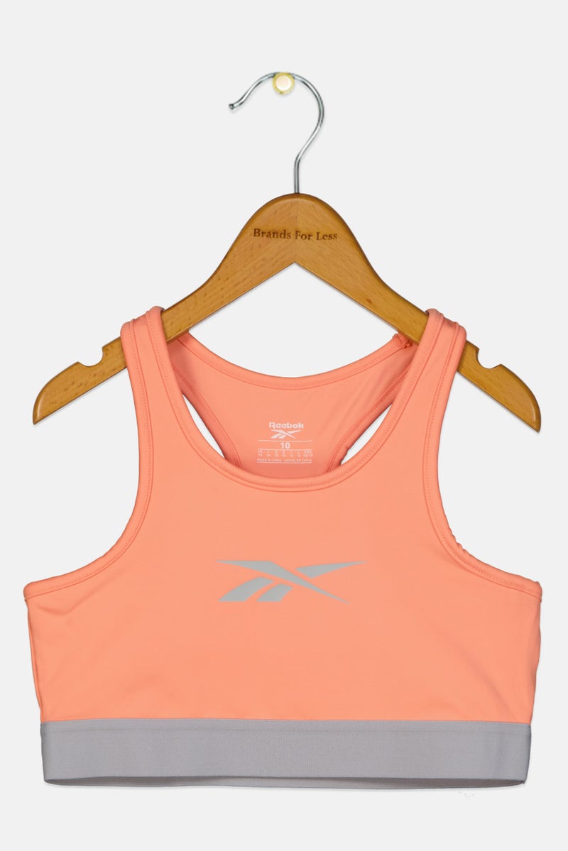 Reebok Kids Girl Non Padded Sleeveless Training Sports Bra, Peach - Image 3