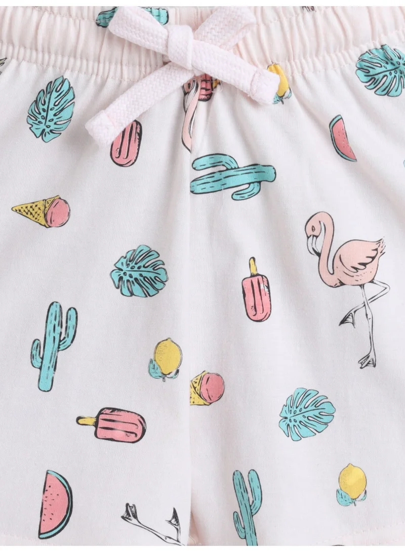 Victor And Jane  Girls Summer Vibes Print Cotton Pajama Set – T-Shirt & Shorts Nightwear for Women | Best Price UAE