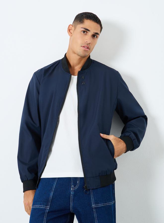 ستايلي جاكيت بومبر رجالي كحلي سادة - Image 1