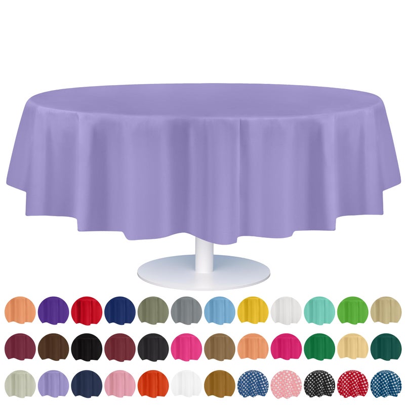 Grandipity 12 Pack Premium Disposable Plastic Tablecloth 84 Inch Decorative Round Table Cover  Lavender