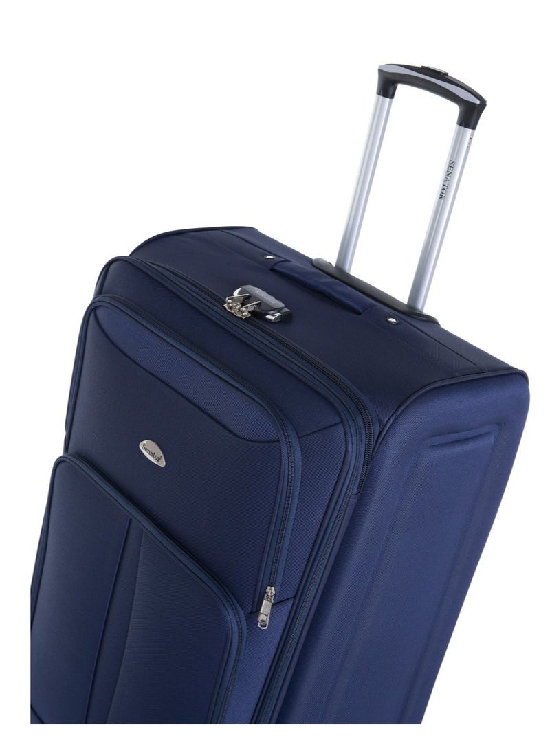 SENATOR - Soft Shell Cabin Size Luggage Trolley Expandable Ultra Lightweight Suitcase With 2 Wheels Navy Blue - Image 1