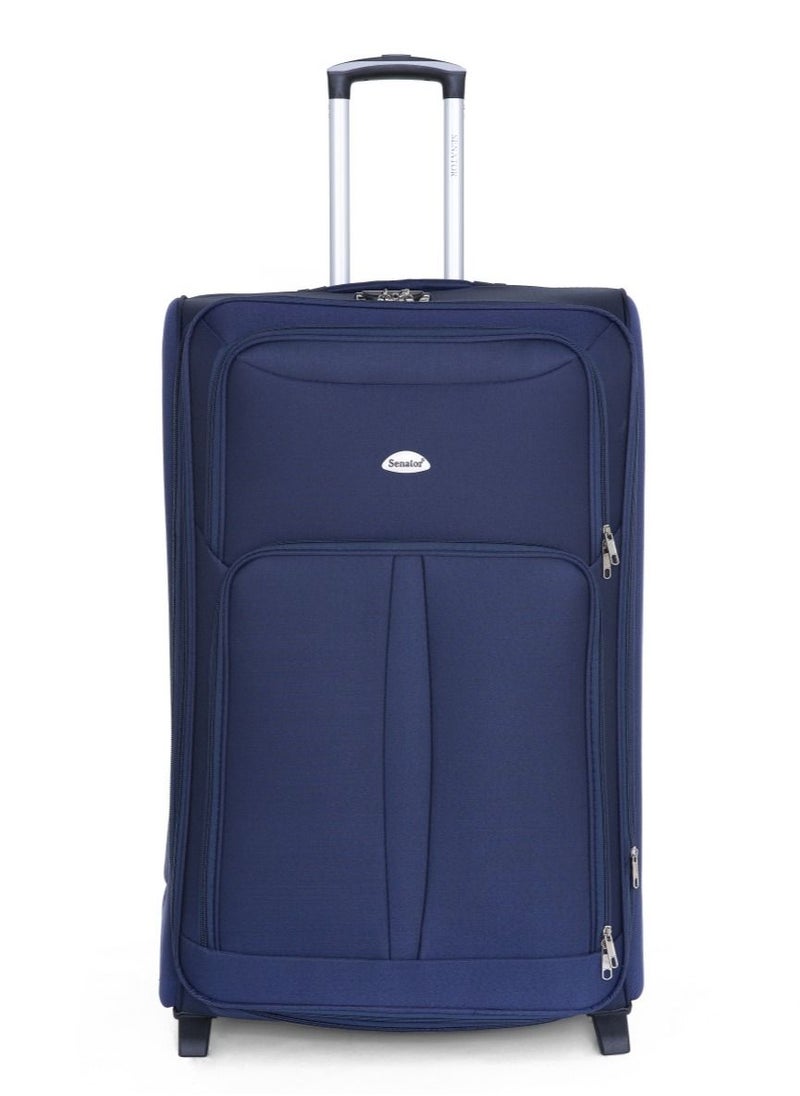 SENATOR - Soft Shell Cabin Size Luggage Trolley Expandable Ultra Lightweight Suitcase With 2 Wheels Navy Blue - Image 1