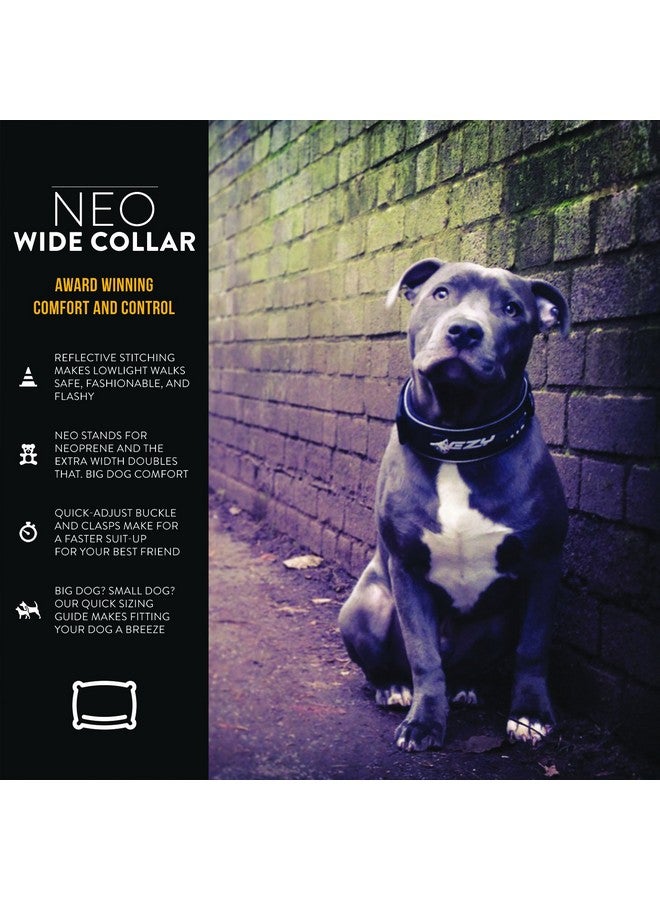 إيزي دوج طوق إيزي دوج نيو كلاسيك عريض من النيوبرين مقاوم للماء والروائح الكريهة للكلاب الكبيرة - عاكس للسلامة الليلية ومبطن للراحة - متانة فائقة وسهولة التنظيف (XXX-Large، أسود) - Image 2