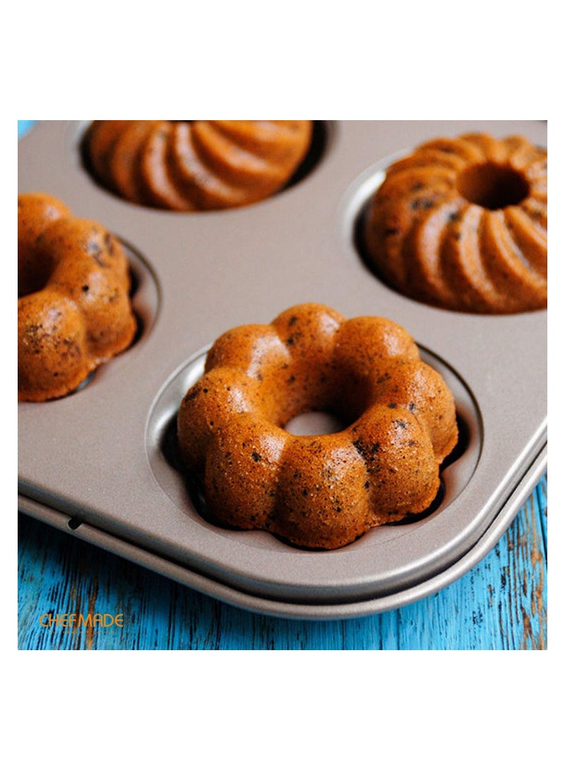 شيف ميد قالب دونات للكيك ، 6 تجاويف ، نمط غير لاصق ، أواني خبز دونات - Image 4