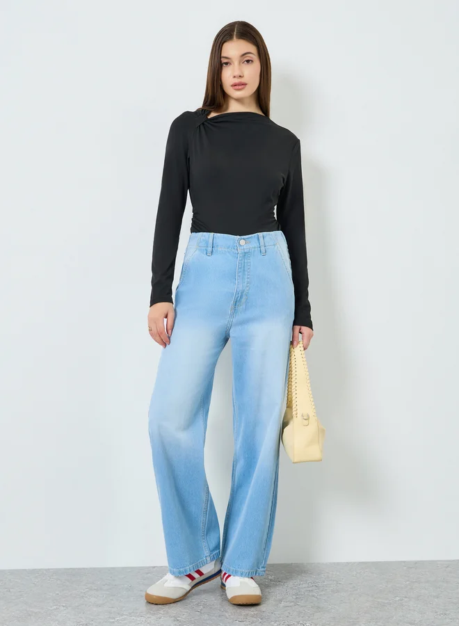 Women High Rise Wide Leg Jeans