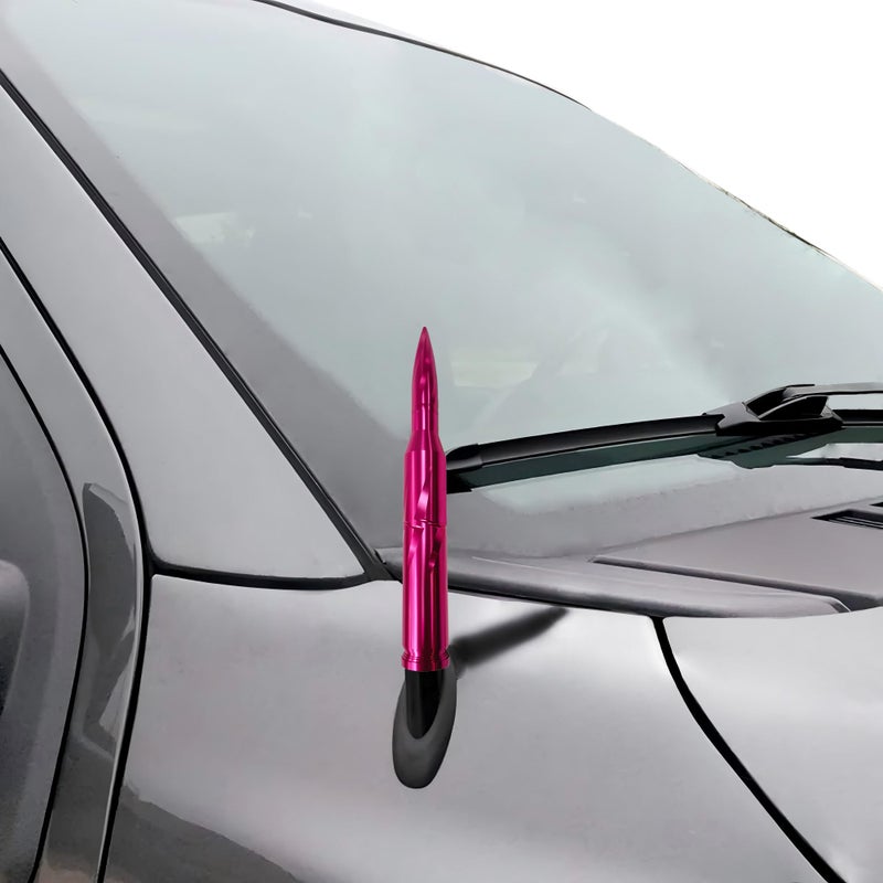 VIGOLU Bullet Antenna Replacement Ford F150 F250 F350 Universal Jeep Wrangler Toyota Tundra (Rose red, 7.8 inches) - Image 1