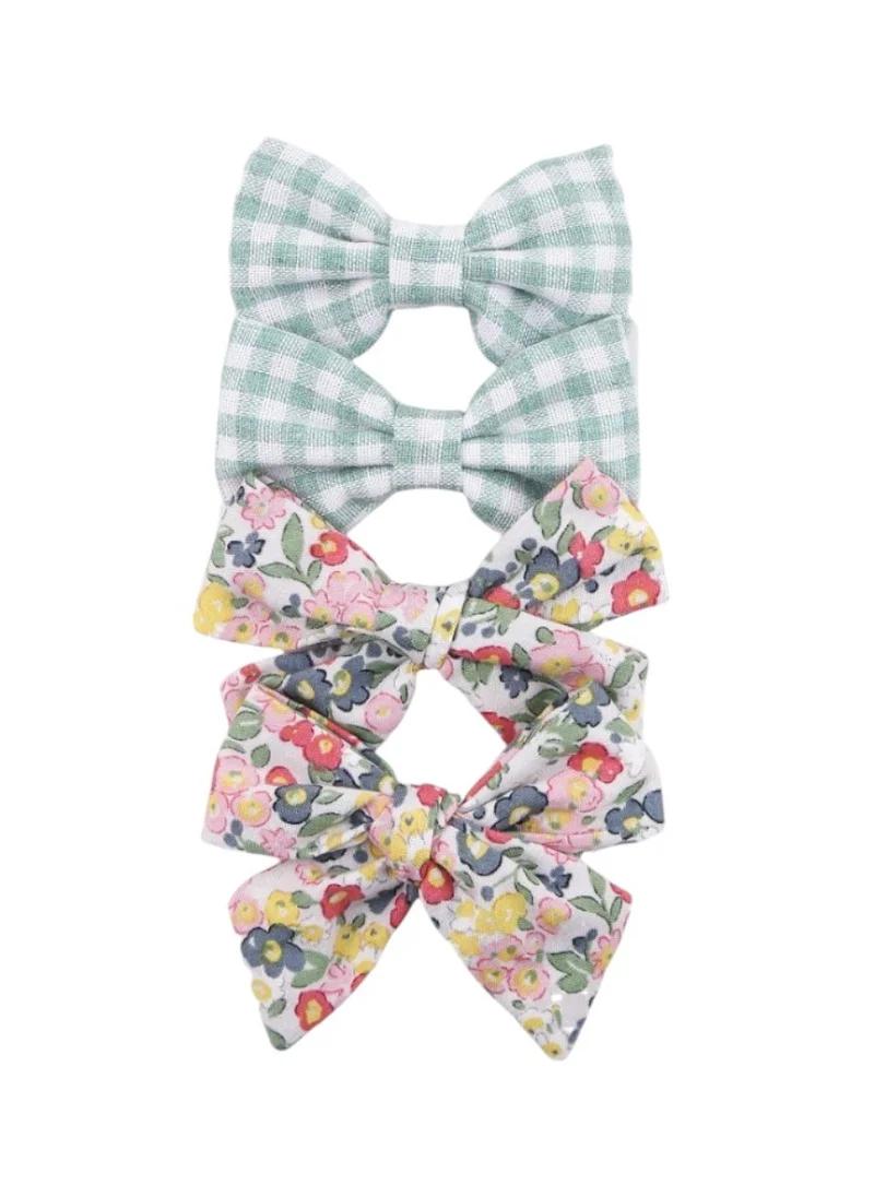 دىدانيالا Rana Ribbon Bow Clip Set For Babies and Girls -  Green & Multicolor