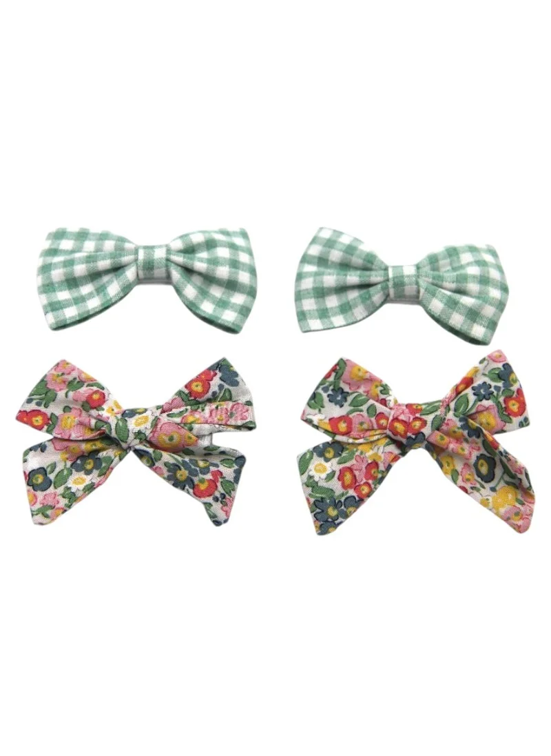 دىدانيالا Rana Ribbon Bow Clip Set For Babies and Girls -  Green & Multicolor